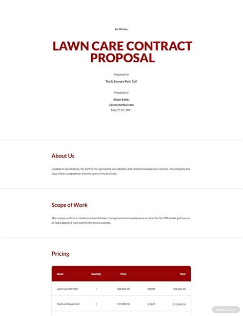 Lawn care proposal template example